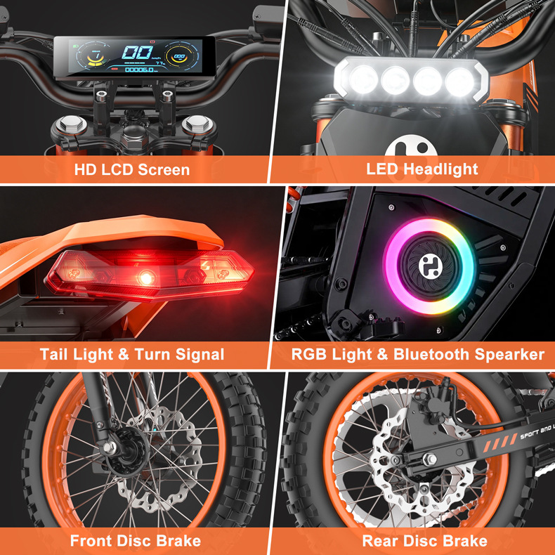 European and American Overseas Warehouse Off-Road Electric Motorcycle 4000W Mountain Dirtbike Racing 17/ 14inch Electric Motorcycle Export