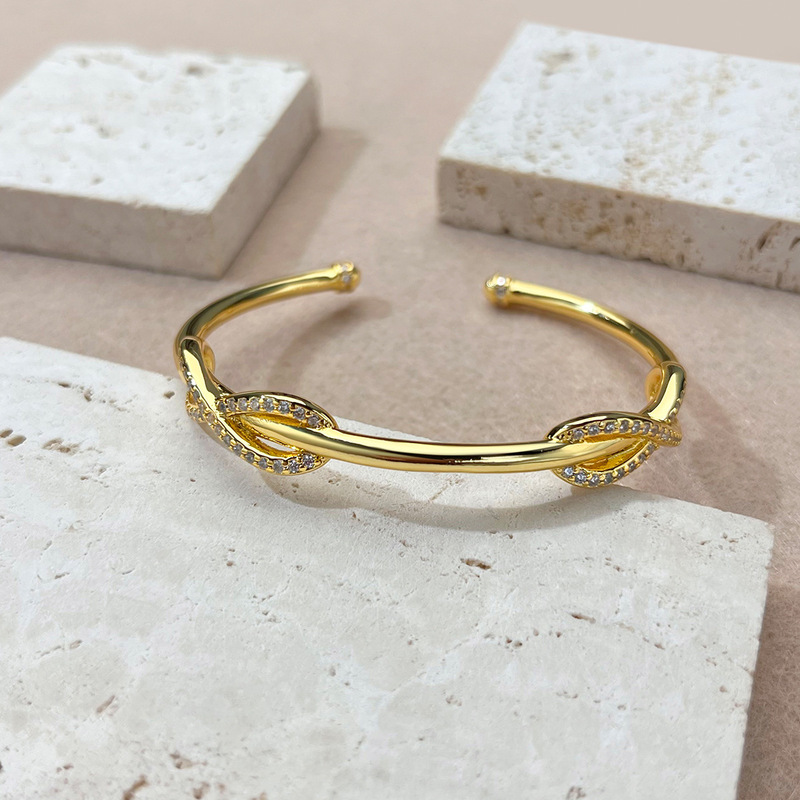 Real Gold-Plated Strong Color-Preserving Winding Bracelet for Women European and American Style Light Luxury High-End Stylish Fashionable Versatile Bracelet