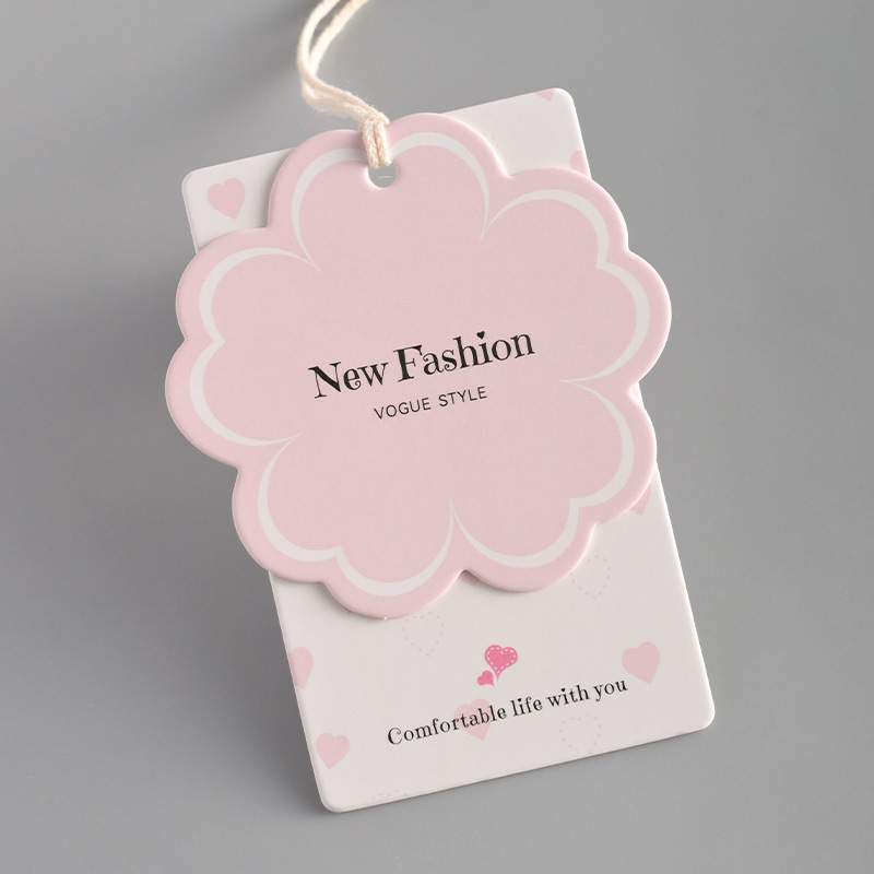 Cute Style Pink Irregular-Shaped Clothing Tags Design Customization, Custom Printing for Women's Clothing, Children's Clothing, and Underwear Tags