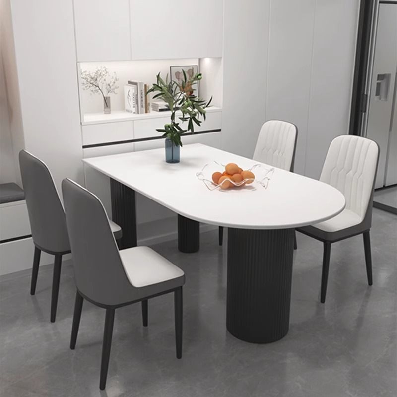 Cream Style Internet Celebrity Hot Style French Cream Style Peninsula Table Slate Dining Table Modern Simple Oval Home Dining Table