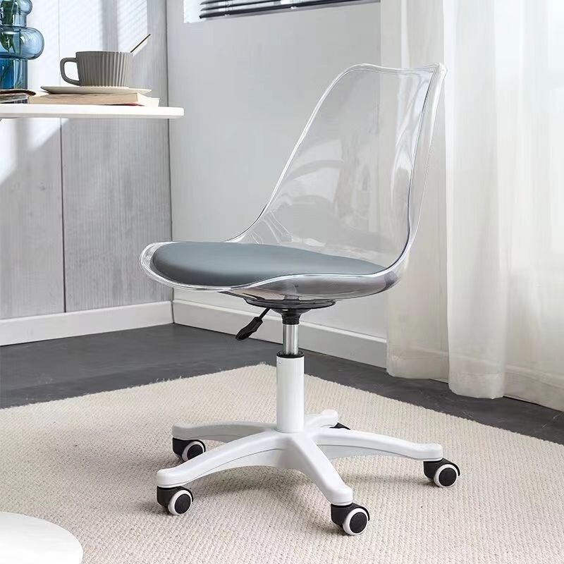 Transparent Adjustable Office Chair, Thickened Acrylic Computer Chair with Wheels, Comfortable Chair with Backrest, Rental House Lazy Chair Transparent Adjustable Office Chair, Thickened Acrylic Computer Chair with Wheels, Comfortable Chair with Backrest, Rental House Lazy Chair