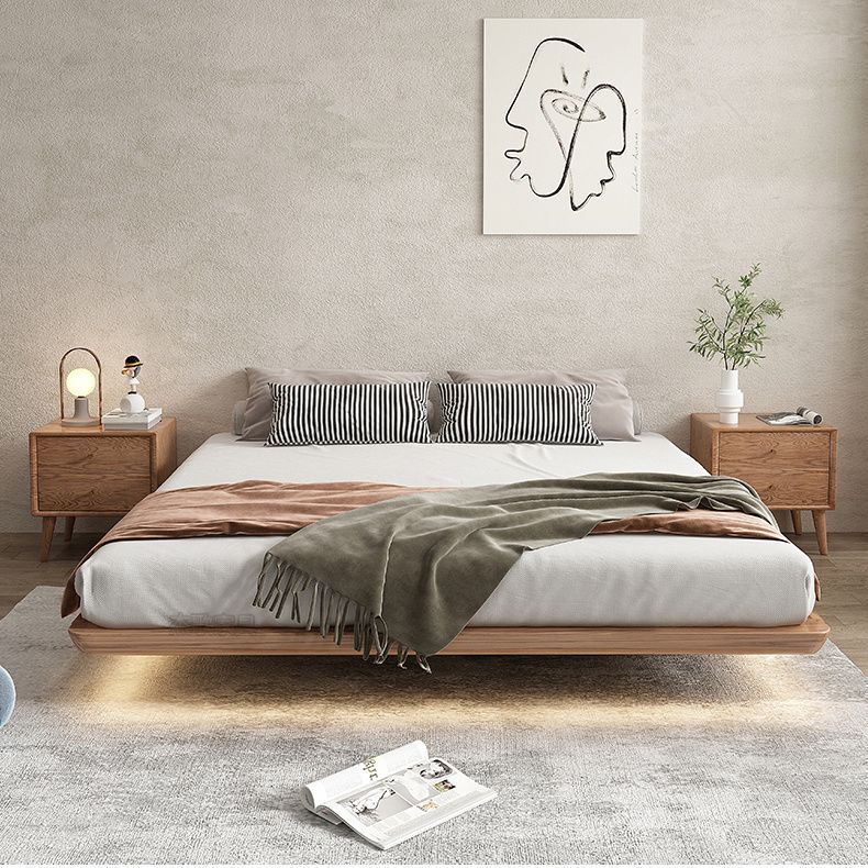 Solid Wood Thickened Edge Light Luxury Floating Bed Without Headboard Tatami Minimalist Suspended Large Double Bed Master Bedroom Solid Wood Thickened Edge Light Luxury Floating Bed Without Headboard Tatami Minimalist Suspended Large Double Bed Master Bedroom