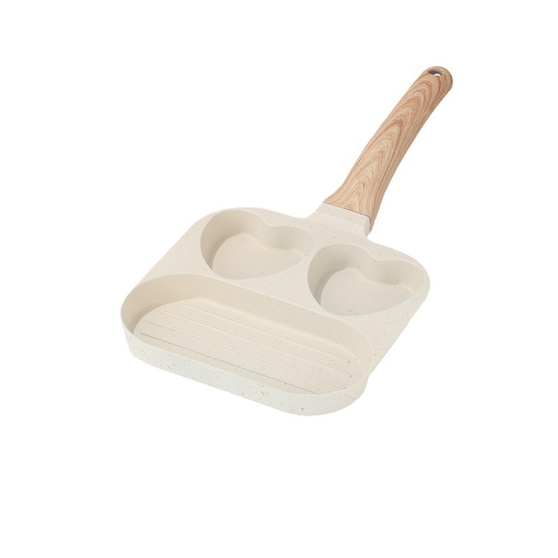 Ventas transfronterizas de amor de tres agujeros pan de desayuno casero frito huevo asado hamburguesas molde creativo de aluminio sartén al por mayor