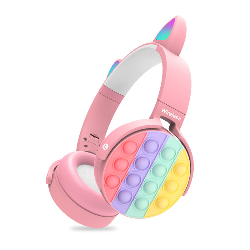 CXT-950 Decompression Cat's ears (Steamed cat-ear shaped bread) Headset Plug in Card Gift Foldable Earphone Universal_voghion.com