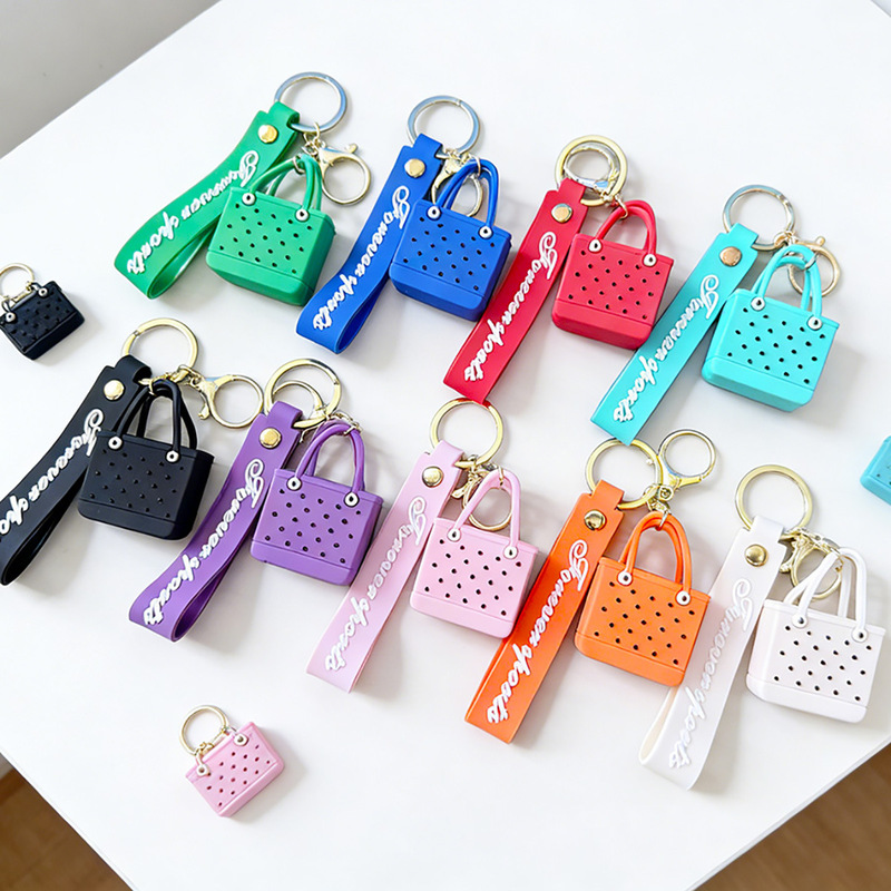 Cross-Border Hot-Selling Eva Beach Hole Bag Keychain Silicone Mini Simulation Bag Pendant European and American Fashion Gift