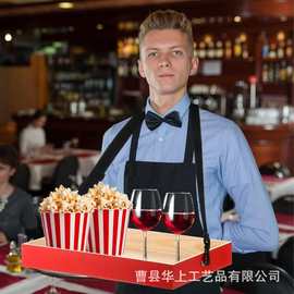跨境木质爆米花托盘家用木质餐盘肩带挂脖式托盘木质零食盘批发