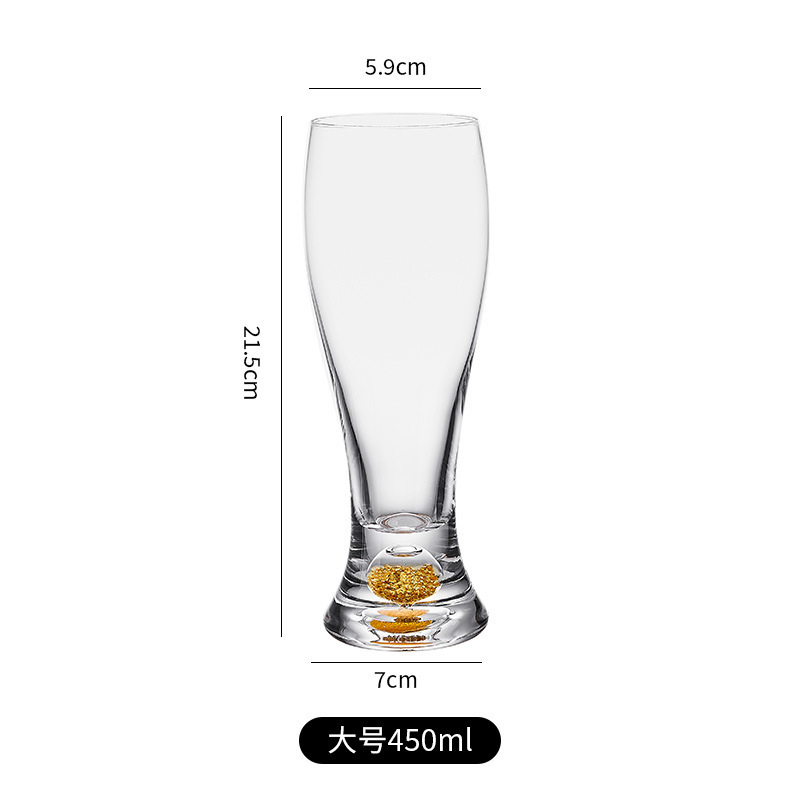 Taza de vidrio de cristal de hoja de oro de alta calidad Taza de cerveza artesanal Taza de cerveza de gran capacidad Taza de jugo para el hogar Taza de bebida