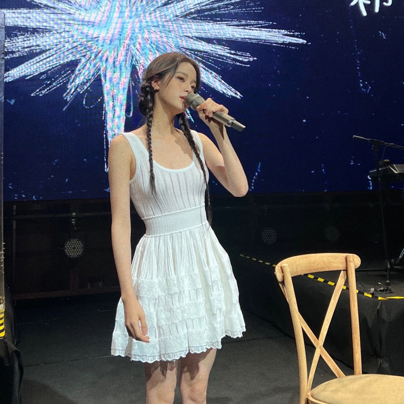 Shenzhen Nanyou U-Neck Sleeveless Knitted Dress for Women, Summer 2026 New Ribbed Slim-Fit Waist-Cinching Hollow-Out Crochet Tank Dress