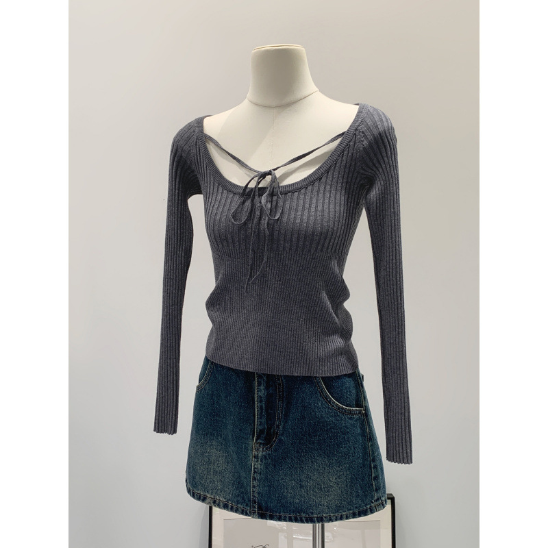 Special Offer Wholesale: Stunningly Beautiful Inner Sweater with a Gorgeous Square Collar, Wool Knit Base Shirt for Women, New Winter Short Top