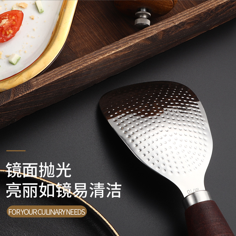 加厚木柄不锈钢饭勺米饭铲子家用可立式木柄家用勺子盛饭电饭煲|undefined