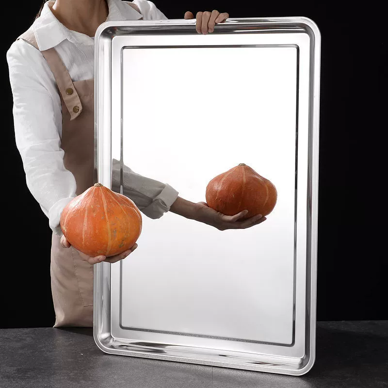 Поднос из нержавеющей стали, оптовая продажа, очень большая квадратная тарелка, очень толстая прямоугольная тарелка, обеденная тарелка, тарелка для пельменей, большая железная тарелка