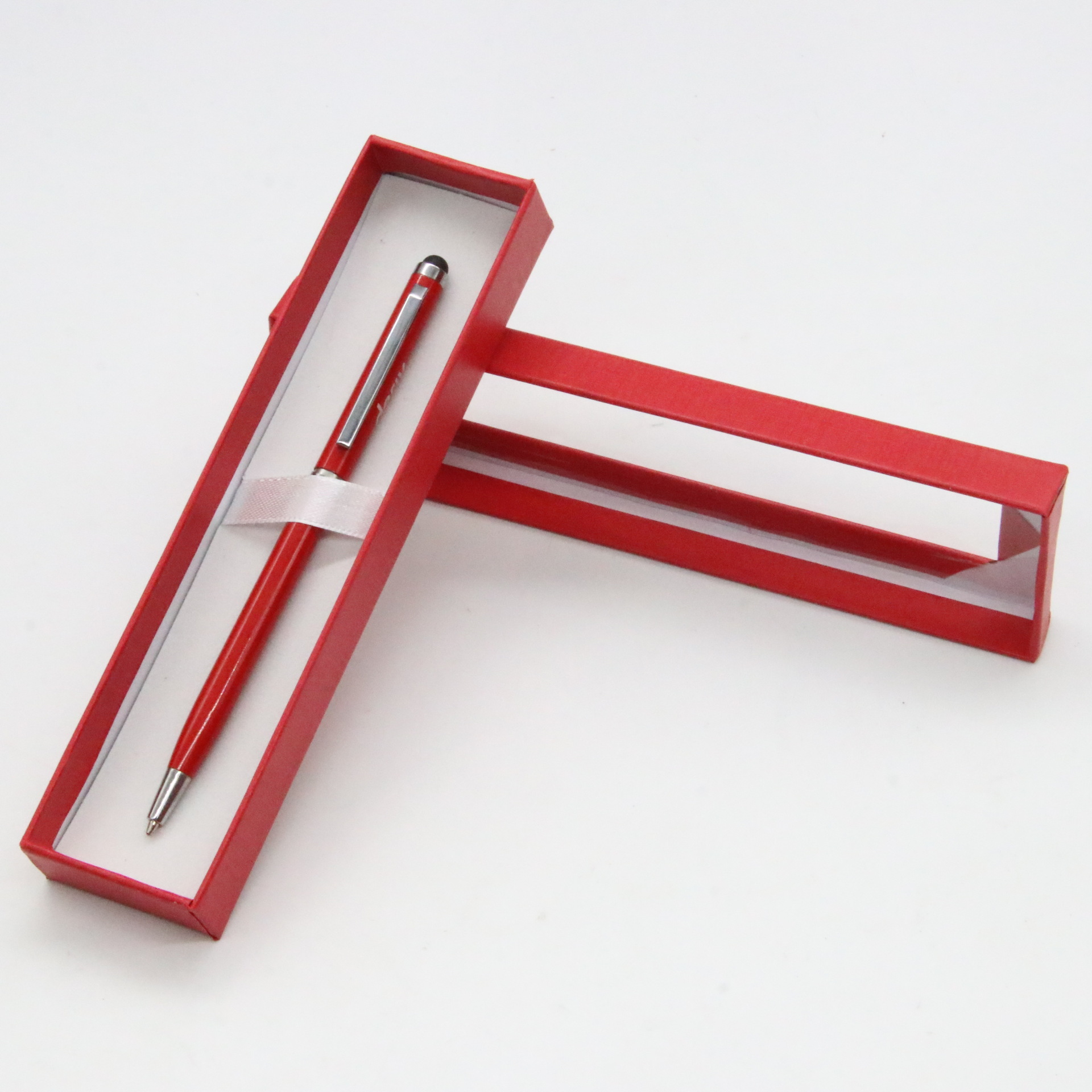 Toque la pluma de metal traje caja de la ventana en stock pluma de la firma de metal caja de regalo pluma de regalo al por mayor de negocios