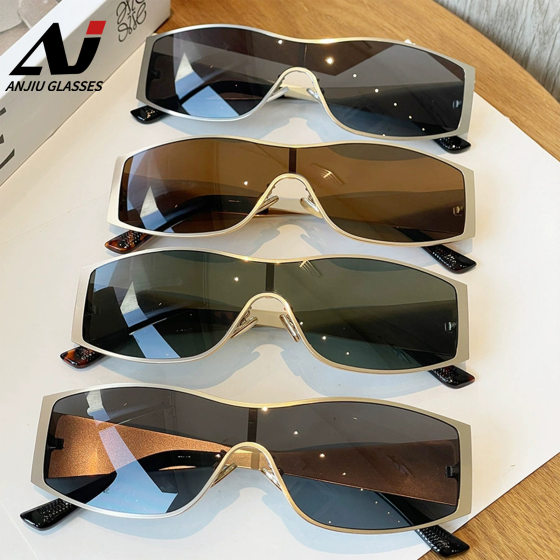 Europe and the United States cross-border new sunglasses men's and women's large frame conjoined sunglasses travel glasses UV protection sunglasses wholesale