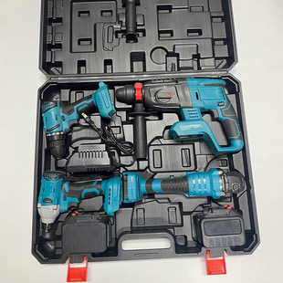 Cross-Border Power Tool Set Wholesale Two, Three or Four Piece Set Home Decoration Factory Multi-Functional Lithium Battery Tool Manufacturer Direct Sales