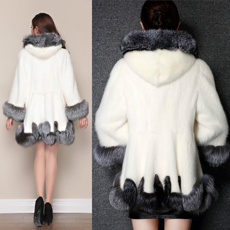 European and American manufacturers wholesale faux fur women's coat faux fur coat women's mink fur winter coat hooded coat