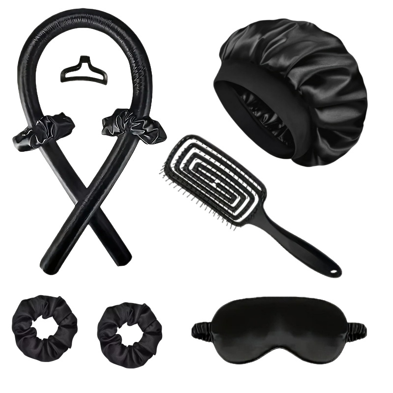 Transfronterizos sin caliente rizos varillas de cabello sombrero de dormir ojos cubierta caja de peine conjunto de rizos de cabello amazon puede hacer rizos de cabello