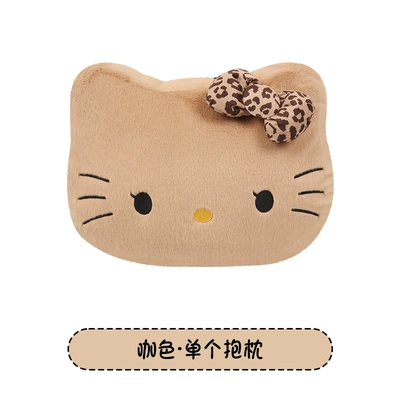 Lumbar Support Cartoon Kt Cat Headrest: Headrest - bear-head-reverse-leopard-print-kt-a-brown-bow-pillow