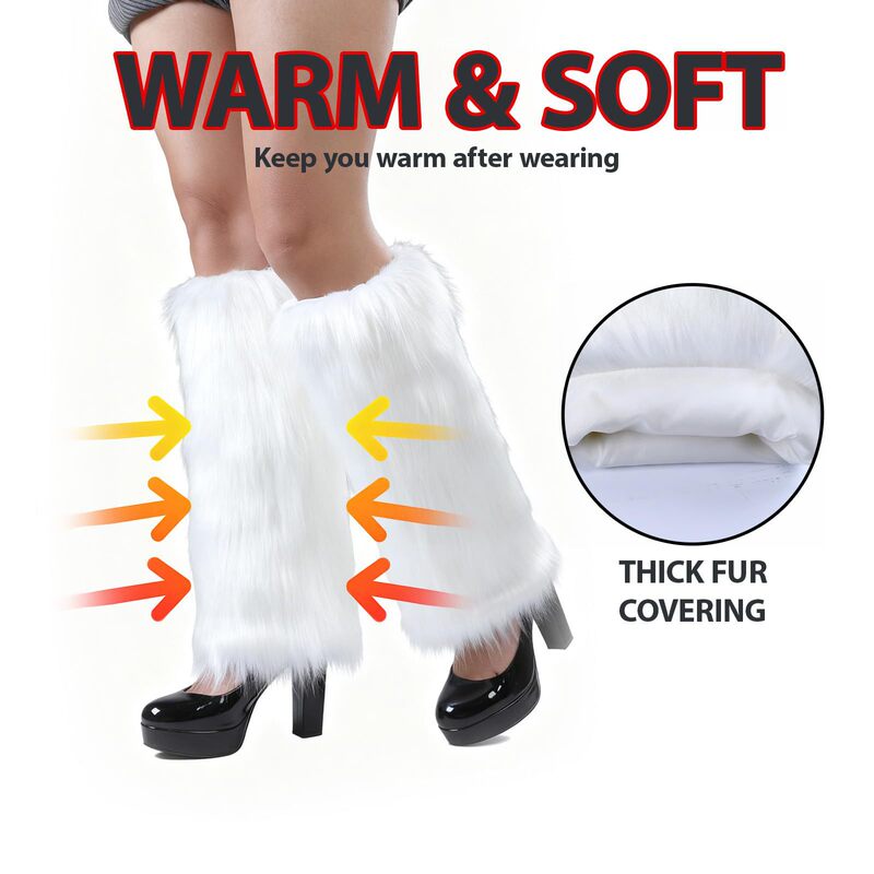 Women's Faux Fur Leg Warmers Fluffy Boot Cuffs Suitable for Halloween Christmas Furry Plush Sock Covers Women's Faux Fur Leg Warmers Fluffy Boot Cuffs Suitable for Halloween Christmas Furry Plush Sock Covers