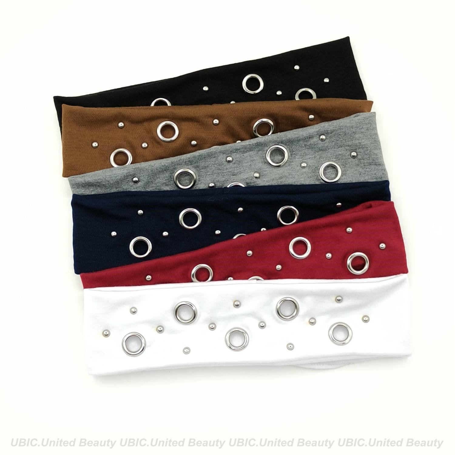 HW250803-44x6cm朋克风5气眼11钉扣头带-IM