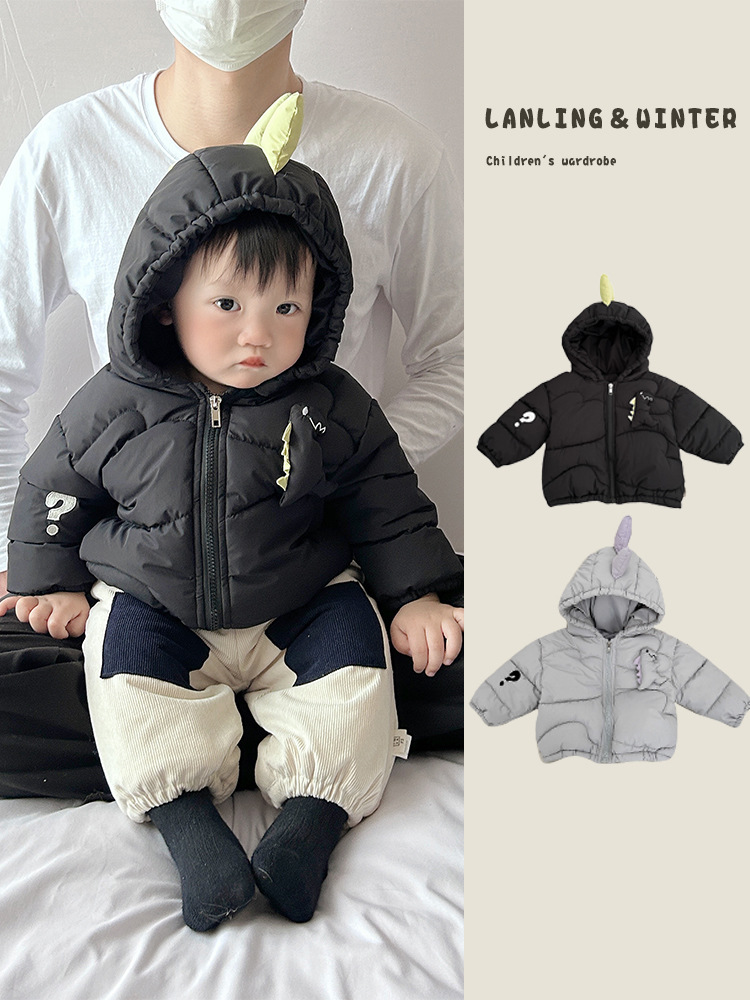 Invierno de bebés super lindos ropa de algodón lindos dibujos animados bebés engrosados chaqueta de algodón con capuz chaqueta de algodón cálida abrigo de pluma