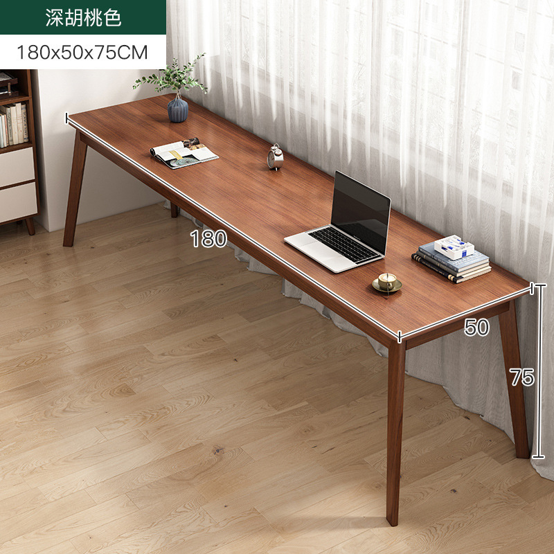 Escritorio de madera maciza para uso doméstico, escritorio doble para computadora, escritorio de oficina, mesa larga de estudio, mesa estrecha montada en la pared, banco de trabajo, rectangular.