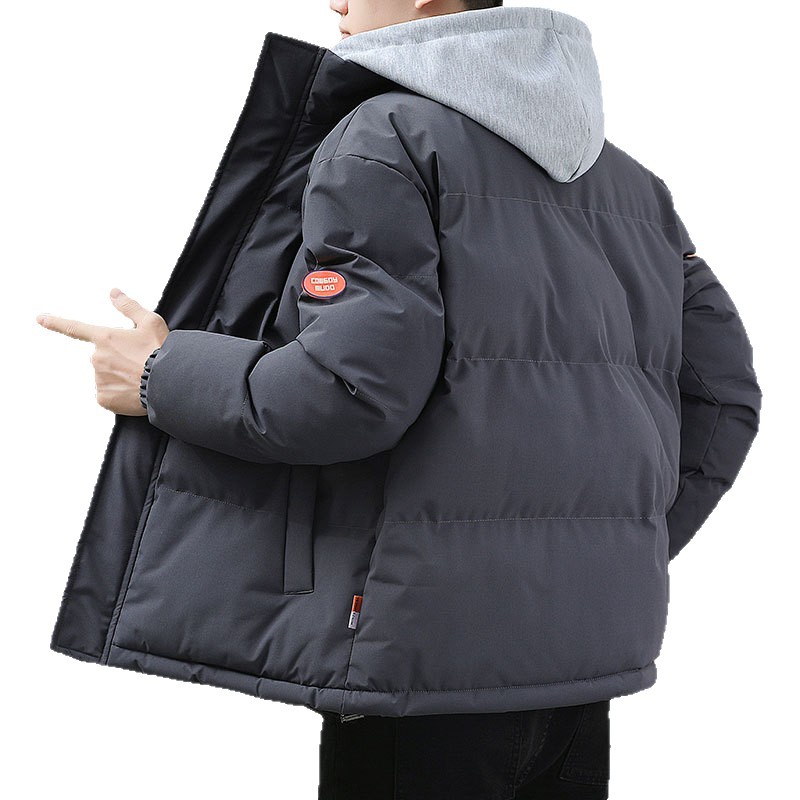 NASA invierno chaqueta de algodón de plumón de tamaño grande para hombres moda falsa dos piezas chaqueta de algodón con capuz para hombres gruesa chaqueta de algodón caliente chaqueta coreana