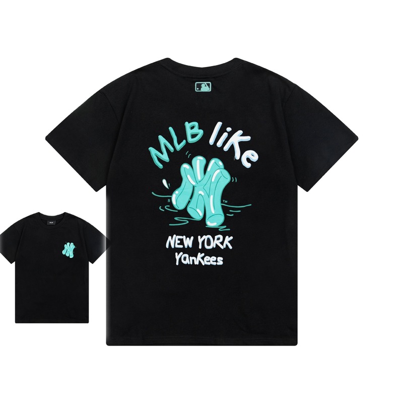 クロスボーダー MLB&NY ベーシックプリント高品質レディース T メンズ半袖コレクション共同ブランドの純綿通気性ボトリングシャツ|undefined