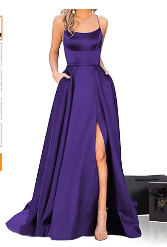 El Comercio exterior europeo y americano Amazon AliExpress deseo vestido de noche de las mujeres sexy Correa simple satén vestido largo