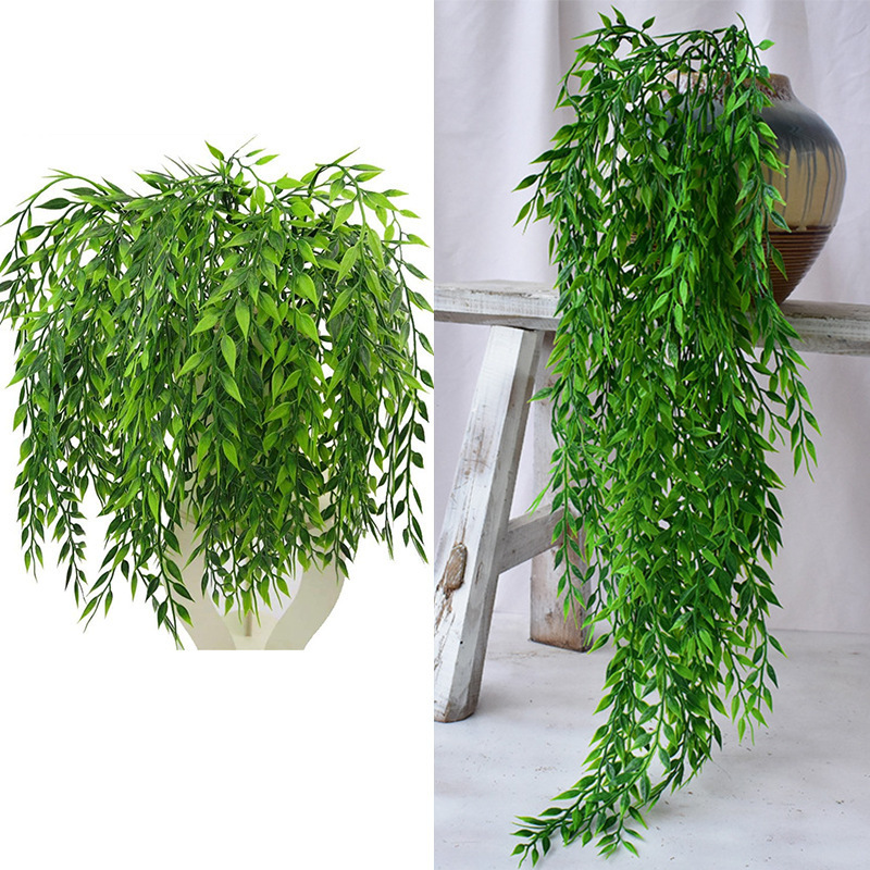 Cross-border simulation Wicker Willow Willow Willow willow leaf willow plant rattan plastic flower wall hanging ceiling decoration green plant