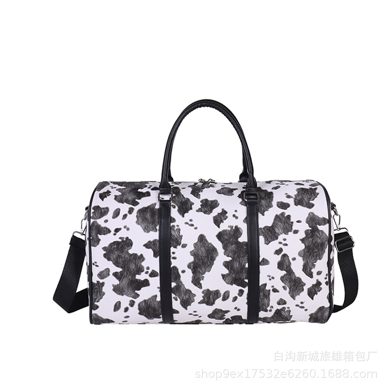 Nueva bolsa de viaje con patrón de vaca al por mayor bolsas de entrenamiento clásicas de gran capacidad de mano bolsas de embarque bolsas de almacenamiento image 7
