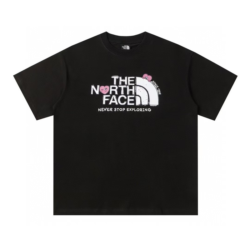 NTノースフェイスの純綿Tシャツの正しいバージョン、男性と女性用、カップル向けの同じスタイル、トレンディなプリント、幅広で多用途、カジュアル半袖|undefined