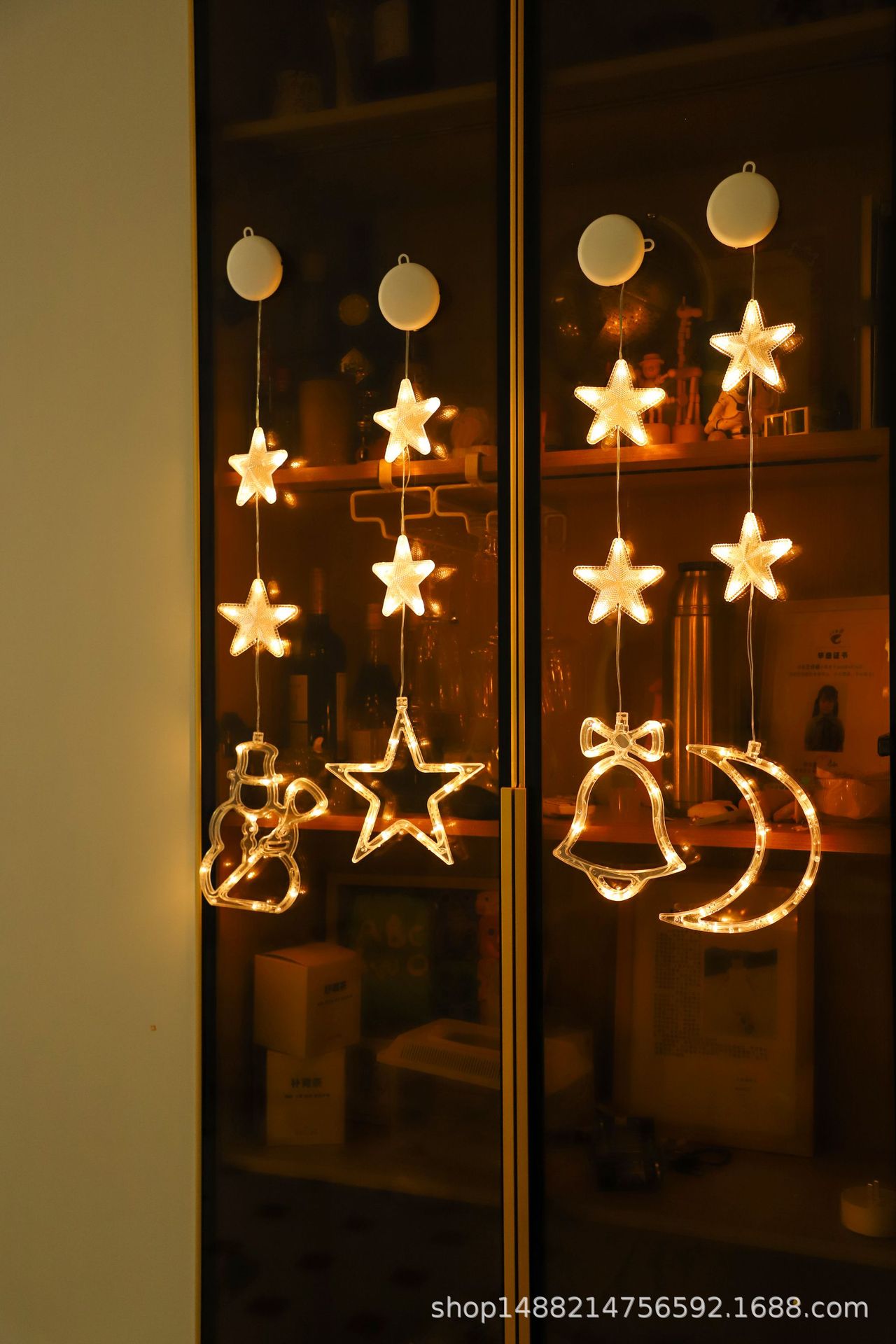 Nuevas luces de decoración de Navidad luces de ventana Santa muñeco de nieve luces de estrella de ventana atmósfera decoración al por mayor luces de color