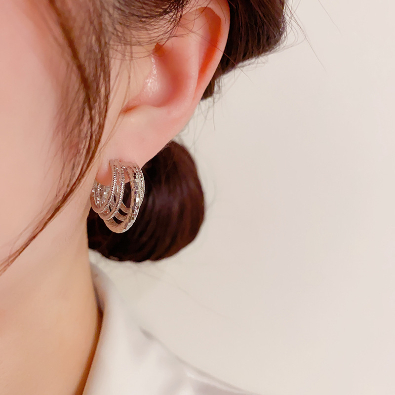 C Shape Pattern 1 Pair Glam C Shape Plating Copper Gold Plated Ear Studs