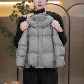 男女童羽绒服冬季时尚简约韩版保暖加厚纯色连帽宝宝儿童黑色现货