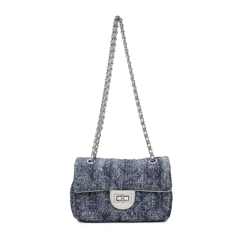 Tendencia de moda denim bolso de cadena de bolso cuadrado 2025 nuevo pequeño viento de fragancia superfuego bolso de hombro ocio bajo la axila
