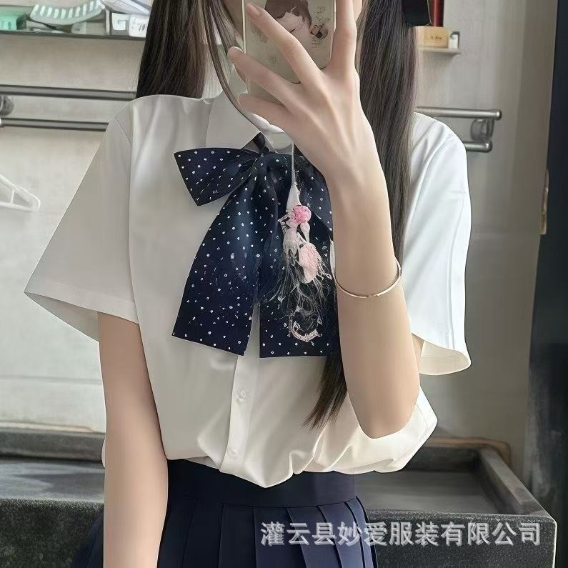 Miaoai JK Uniform Basic Shirt Solid Color Set Japanese School Supply Short Sleeve Soft Girl Pure Desire College Style