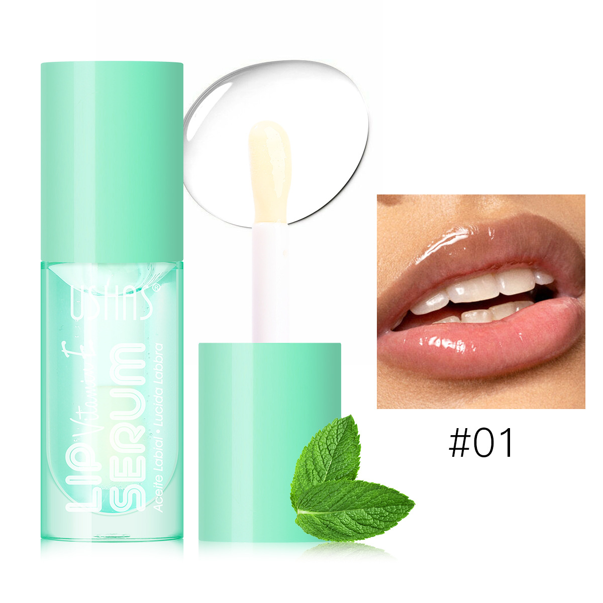 USHAS Europa y América Punto transfronterizo Venta caliente Bálsamo labial de brillo de labios de 6 colores Bálsamo labial hidratante nutritivo brillante
