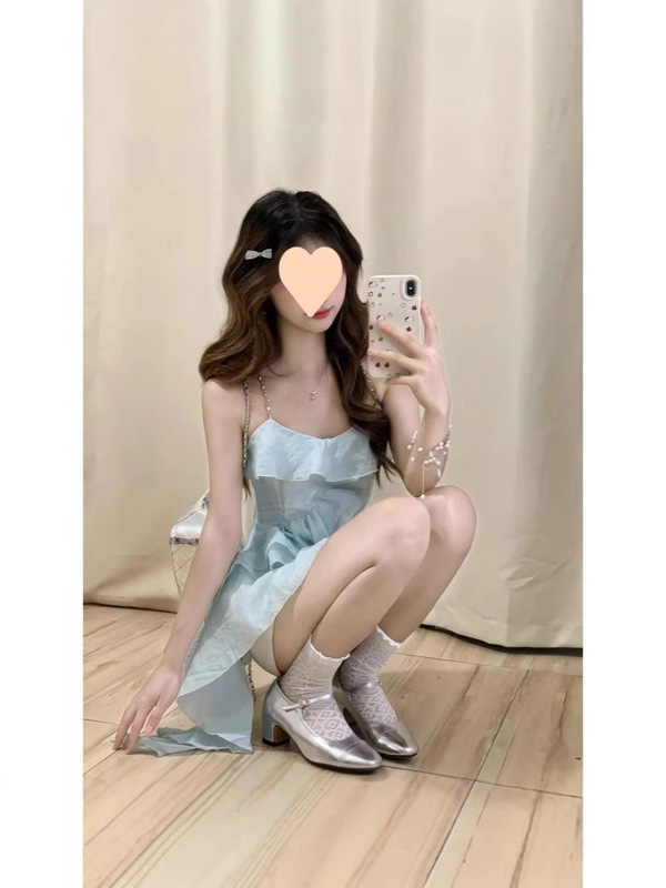 小柄な人向けの不規則なサスペンダーフリルベスト、夏の甘くてスパイシーな新しいノースリーブウエストスリムフィットサスペンダートップ|undefined