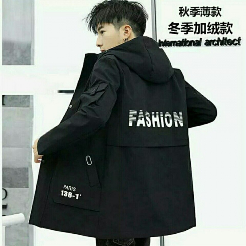 Spring and autumn season man Windbreaker coat Korean Edition Self cultivation work clothes Jacket Teenagers student Hooded men's wear Plush Windbreaker