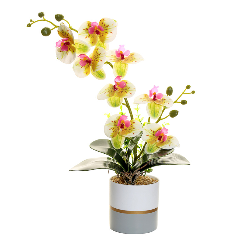 Flor artificial de dos tenedores de ocho cabezas Phalaenopsis bonsai flor artificial bonsai suministro directo de fábrica decoración del hogar entrega de una pieza image 7