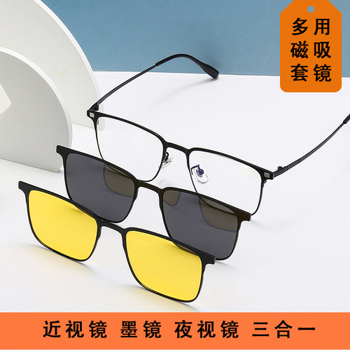 New fashionable magnetic polarized night vision three-in-one sunglasses for driving, suitable for men
