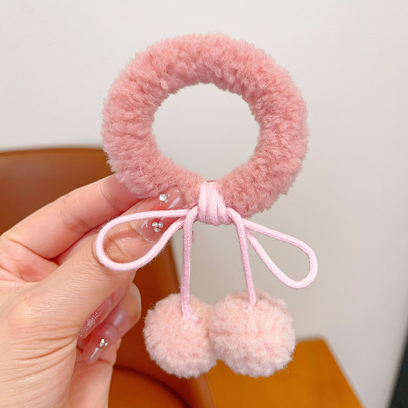 Banda de pelo de felpa cuerda de pelo de cola de caballo Otoño e Invierno cuerda de pelo para niños banda de goma para bebés no duele el cabello Tocado lindo para niñas accesorios para el cabello alto