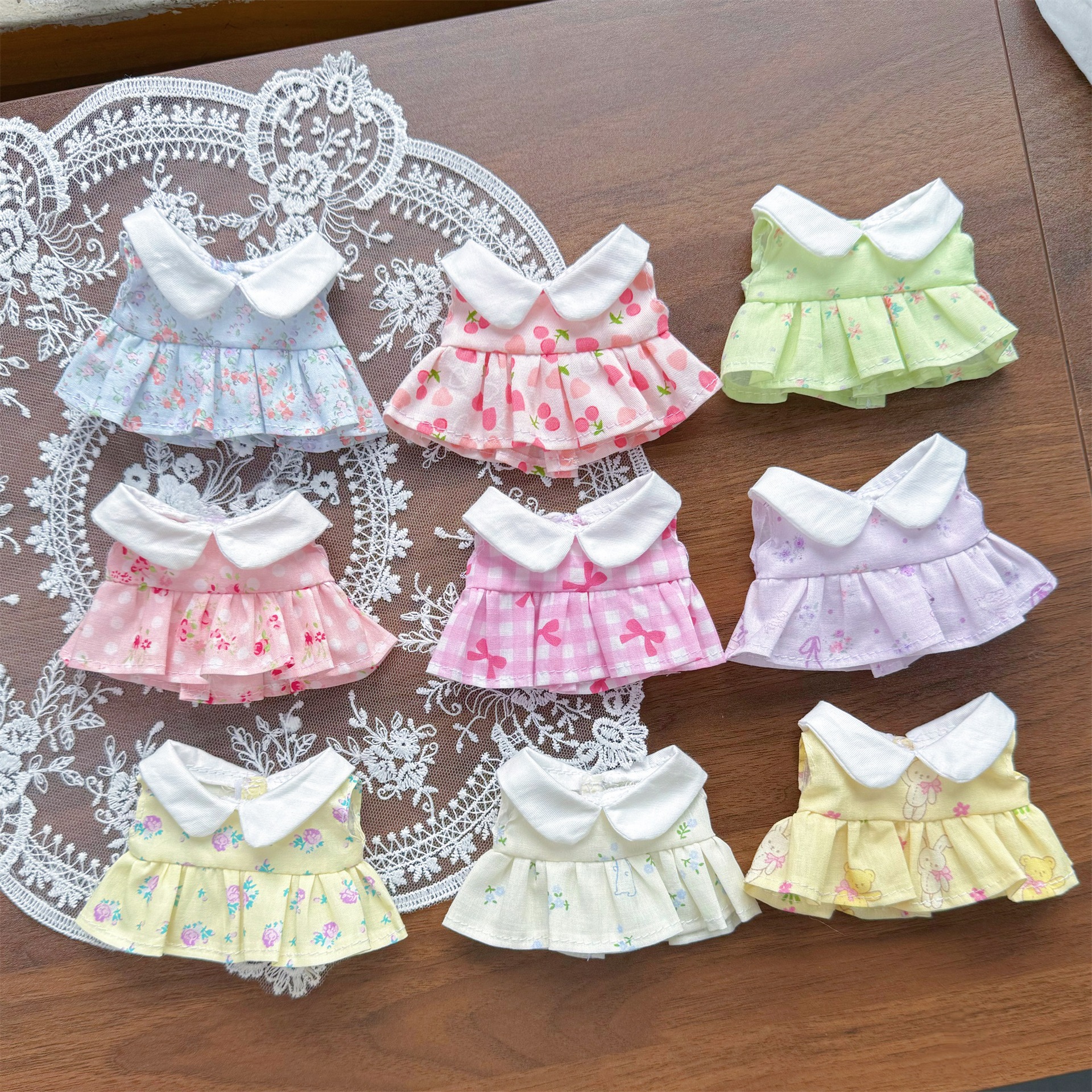 Dimoo Doll Crying Baby 10cm Baby Clothes Floral Dress 17cm Labubu…