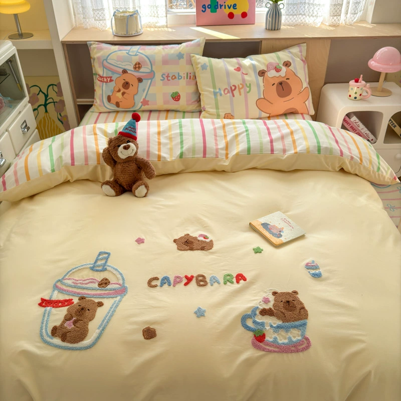 П cotton towel набор для ухода за кроватью, простыня, с вышивкой, набор из 4 предметов