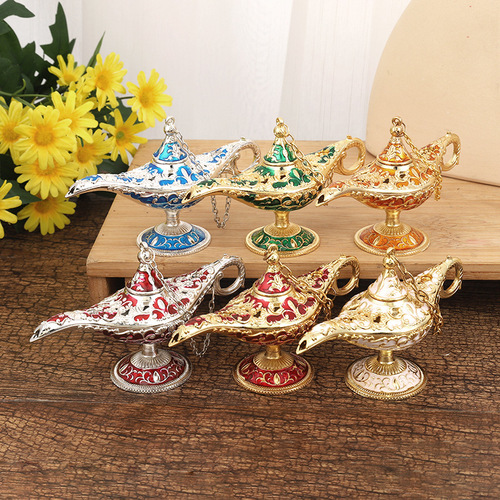 Aladdin's Magic Lamp New Extra Small 12*6.8 Metal Wishing Lamp Art Ornament Retro European Crafts