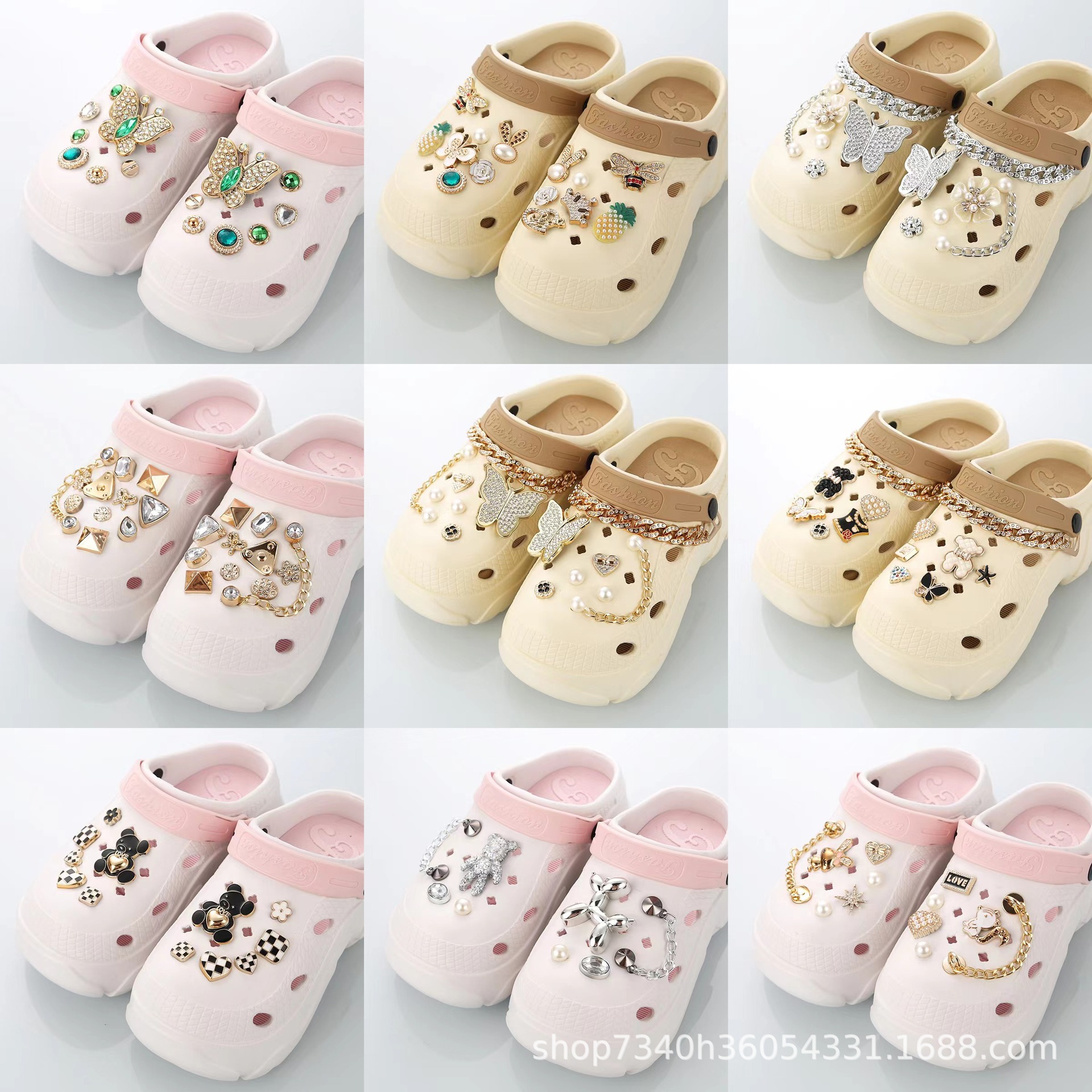 跨境洞洞鞋花diy配饰可拆卸鞋扣鞋花卡通可爱立体现货洞洞鞋扣