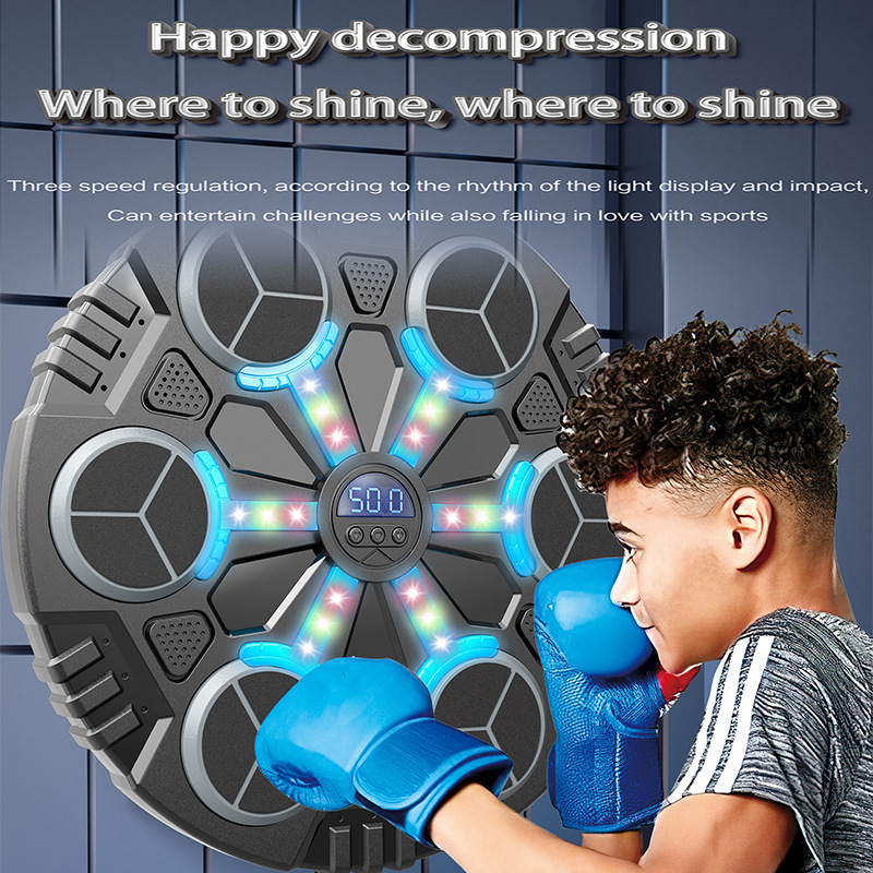 Hot Cross-border Smart Scoring Bluetooth Boxing Target Children Music Boxing Machine Fitness Boxing Trainer Decompression Toy