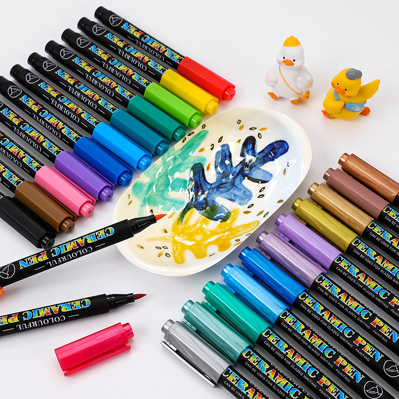 Guangna 6650 Ceramic Pen Colored Glass Ink Disc Ceramic Hand-painted Soft Hair Colored Ceramic Baking Tile Pen Wholesale