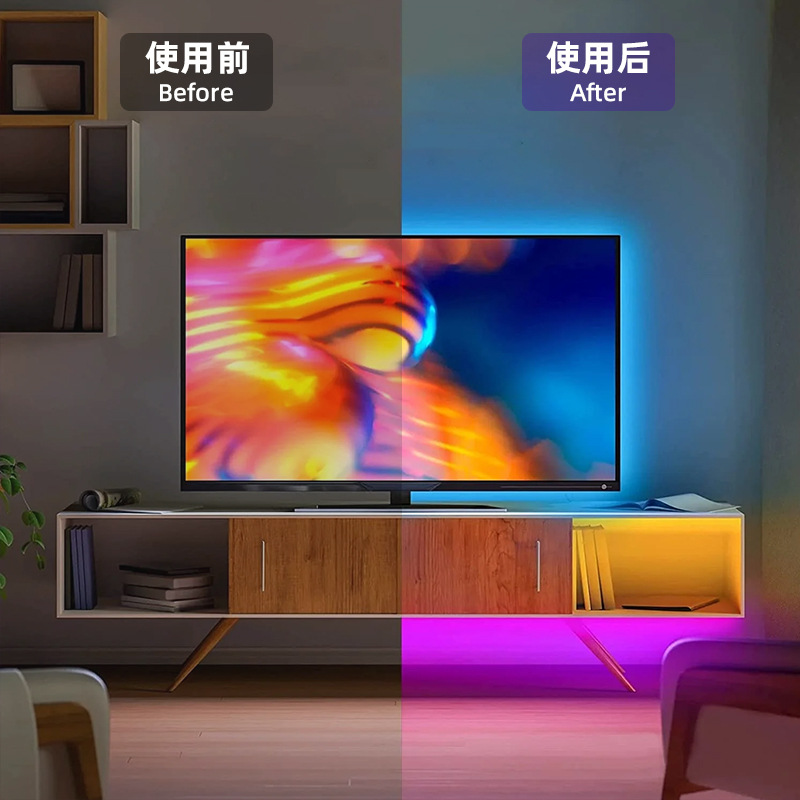 24 키 원격 제어 블루투스 TV 배경 LED 조명 바 세트 USB 조명과 국경 간 폭발 5050RGB 조명
