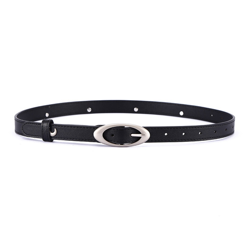 New personalized imitation leather belt, simple oval buckle with jeans belt, women's trendy crescent moon punk style wholesale